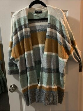 Lane Bryant Open Front Cardigan 26/28- Multi Color, Soft 3/4 Sleeve